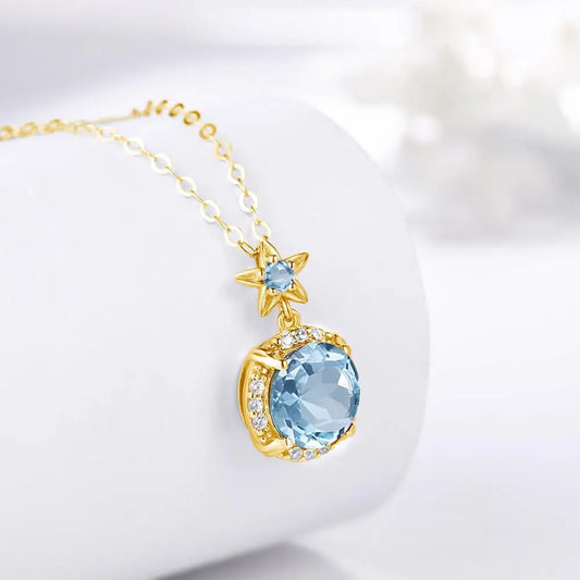 925 Silber Aquamarin Chakra-Anhänger REIKI